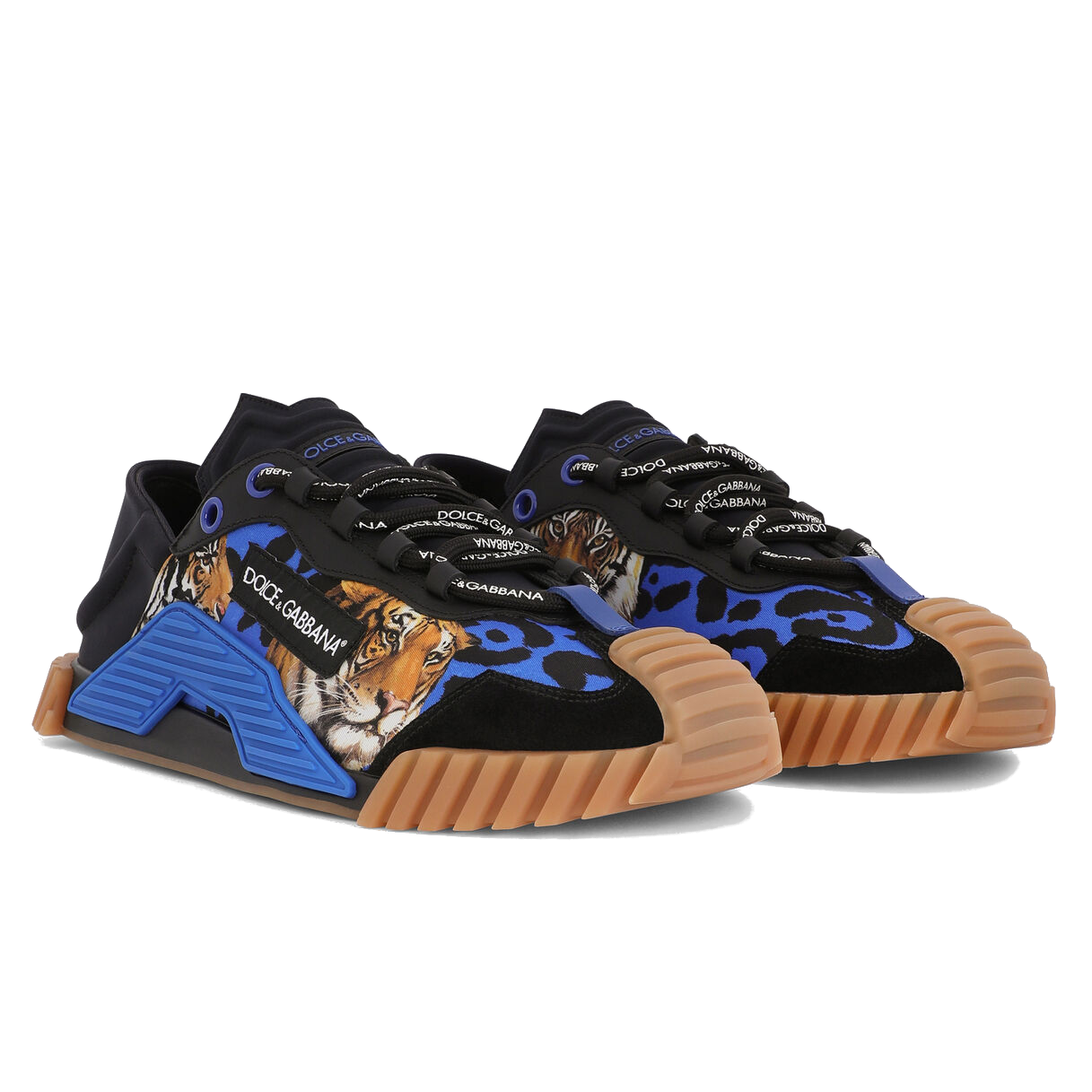 Dolce & Gabbana Man Sneakers Print Tiger Blue
