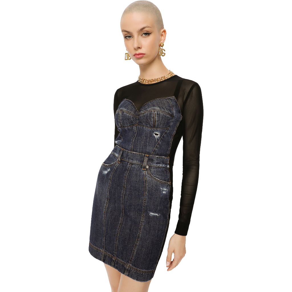 Dolce & Gabbana Woman Dress Short Denim Multicolor
