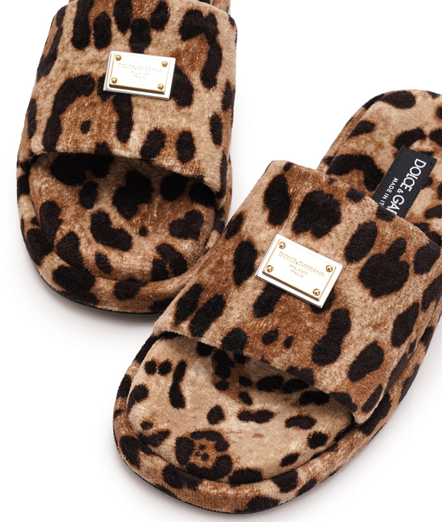 Dolce & Gabbana Woman Ciabatta Terry Maculata Flip-Flops Brown