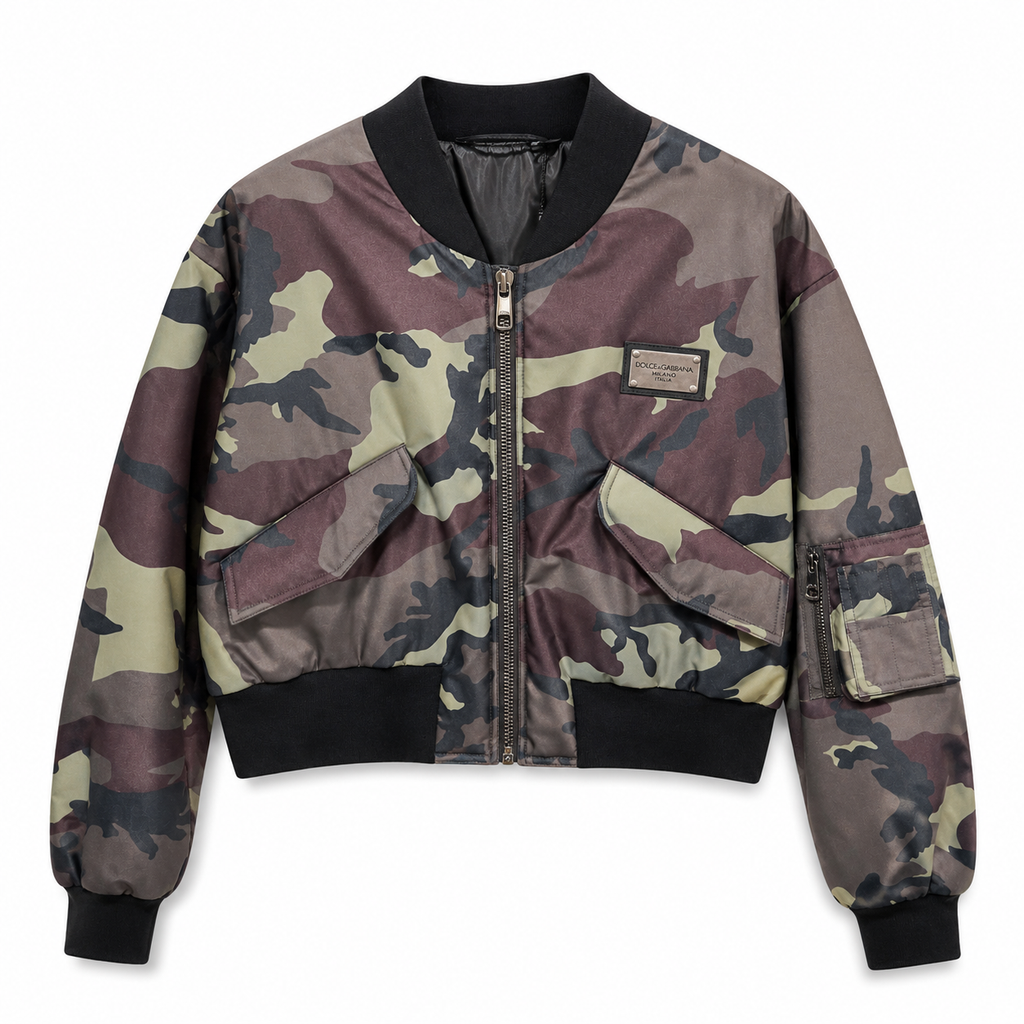 Dolce & Gabbana Woman Bomber Cropped Camouflage