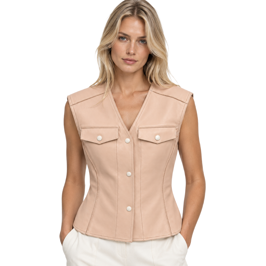 Dolce & Gabbana Woman Vest Leather Beige
