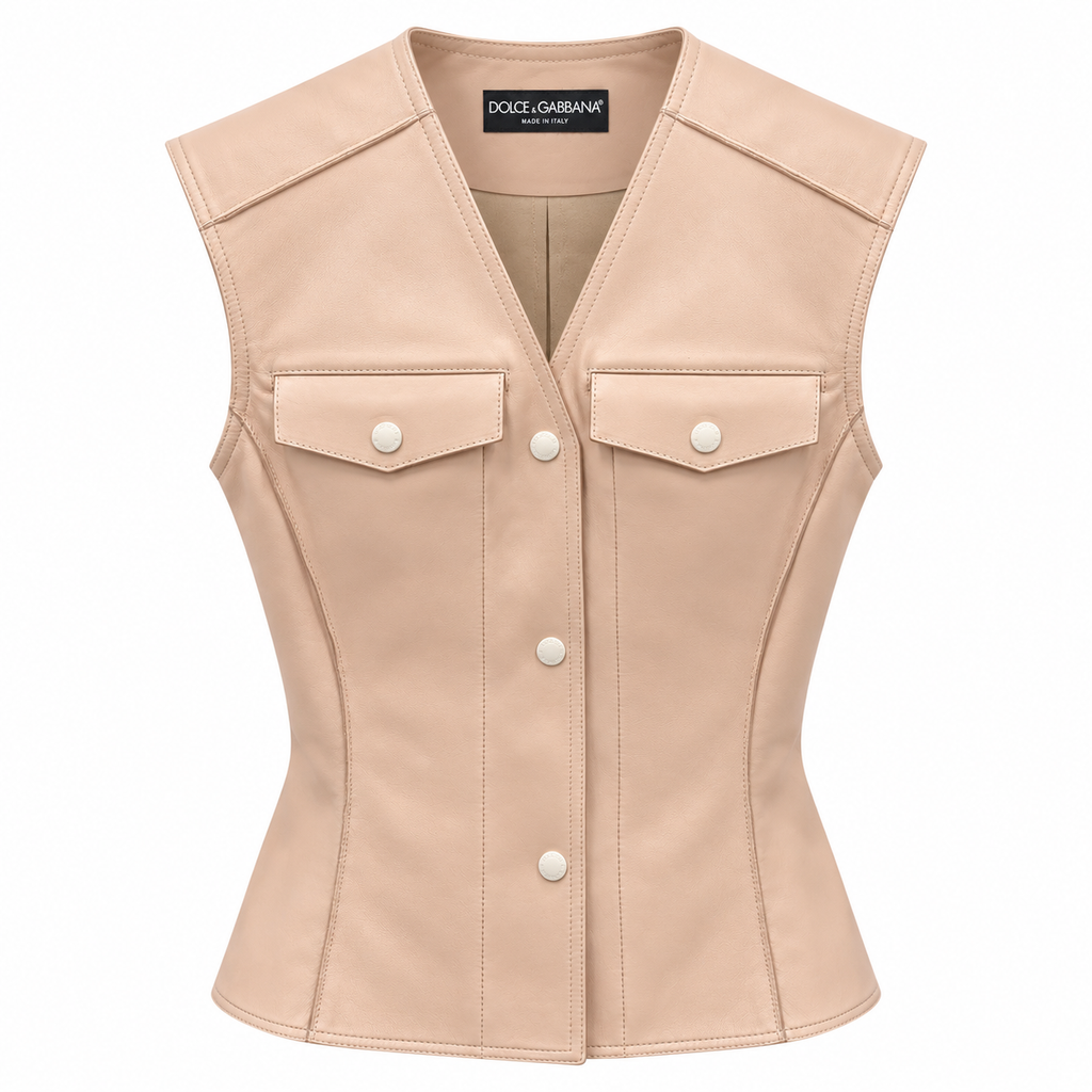 Dolce & Gabbana Woman Vest Leather Beige