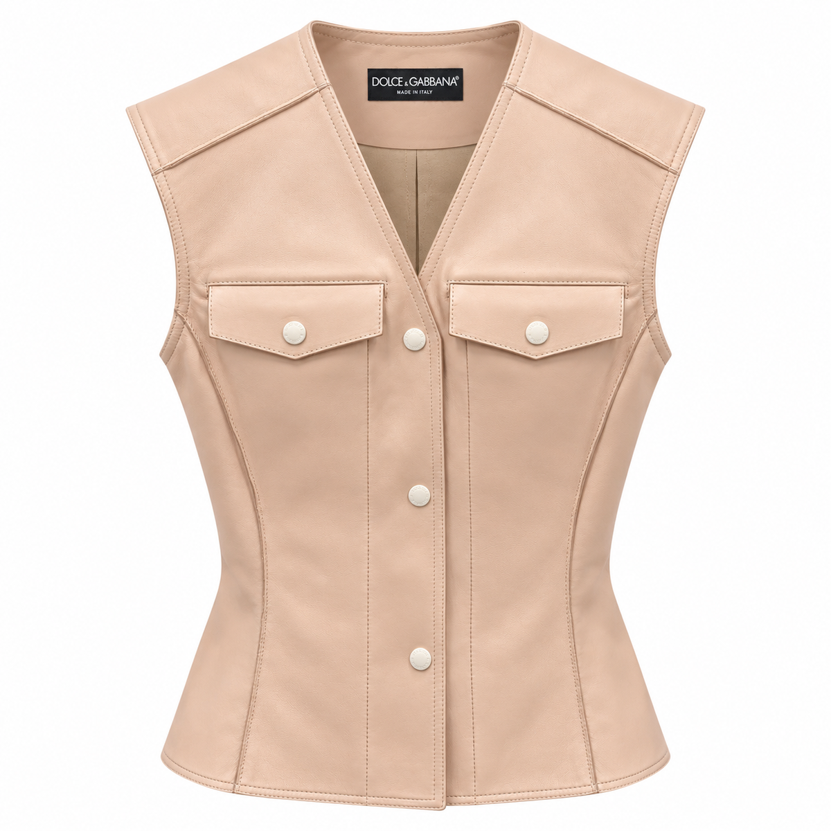 Dolce & Gabbana Woman Vest Leather Beige