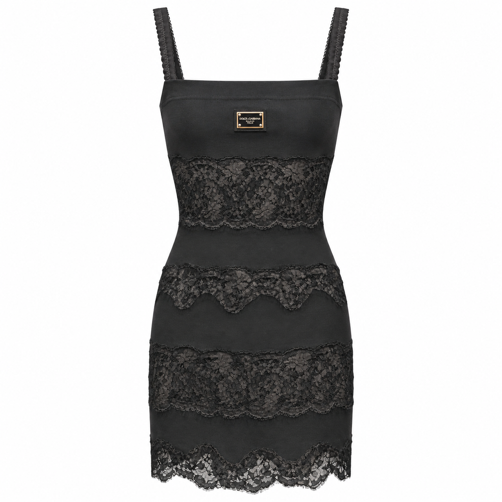 Dolce & Gabbana Woman Dress Lace Floral Black