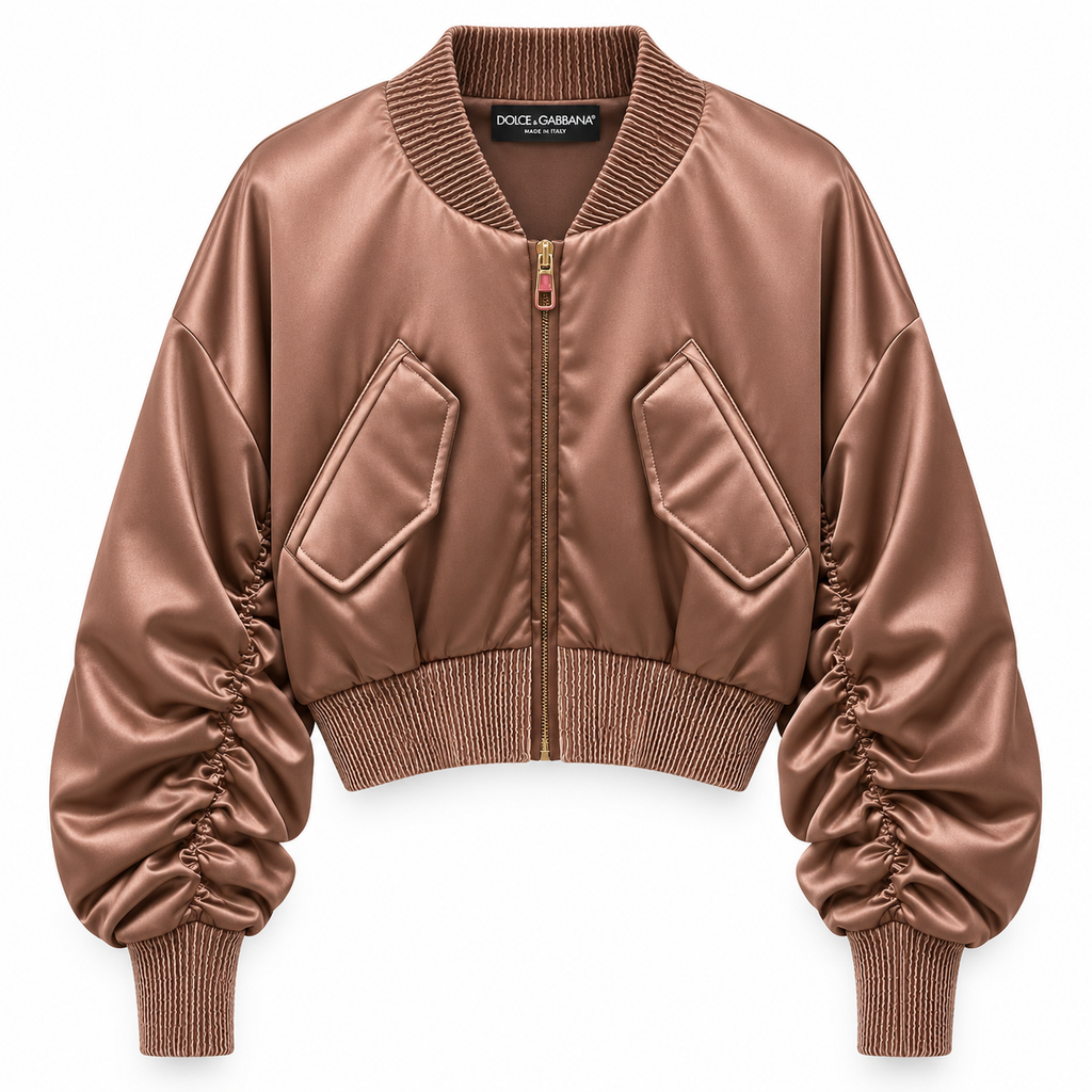 Dolce & Gabbana Woman Bomber Plissetato Brown