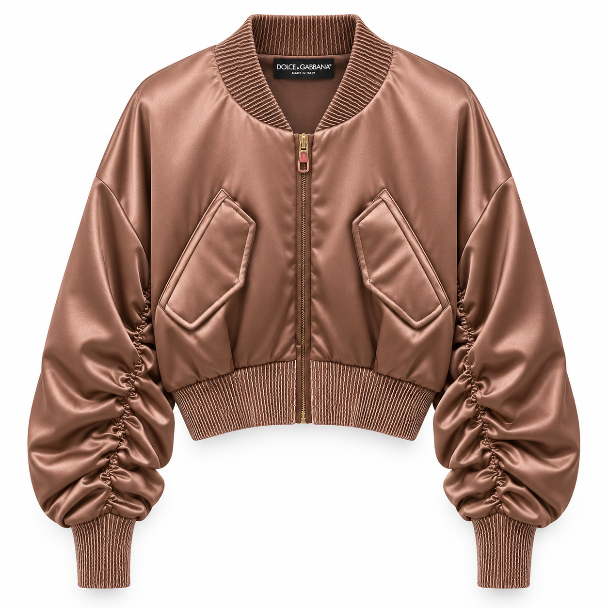 Dolce & Gabbana Woman Bomber Plissetato Brown