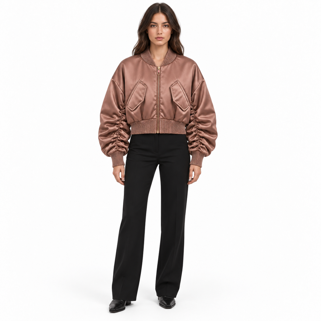 Dolce & Gabbana Woman Bomber Plissetato Brown