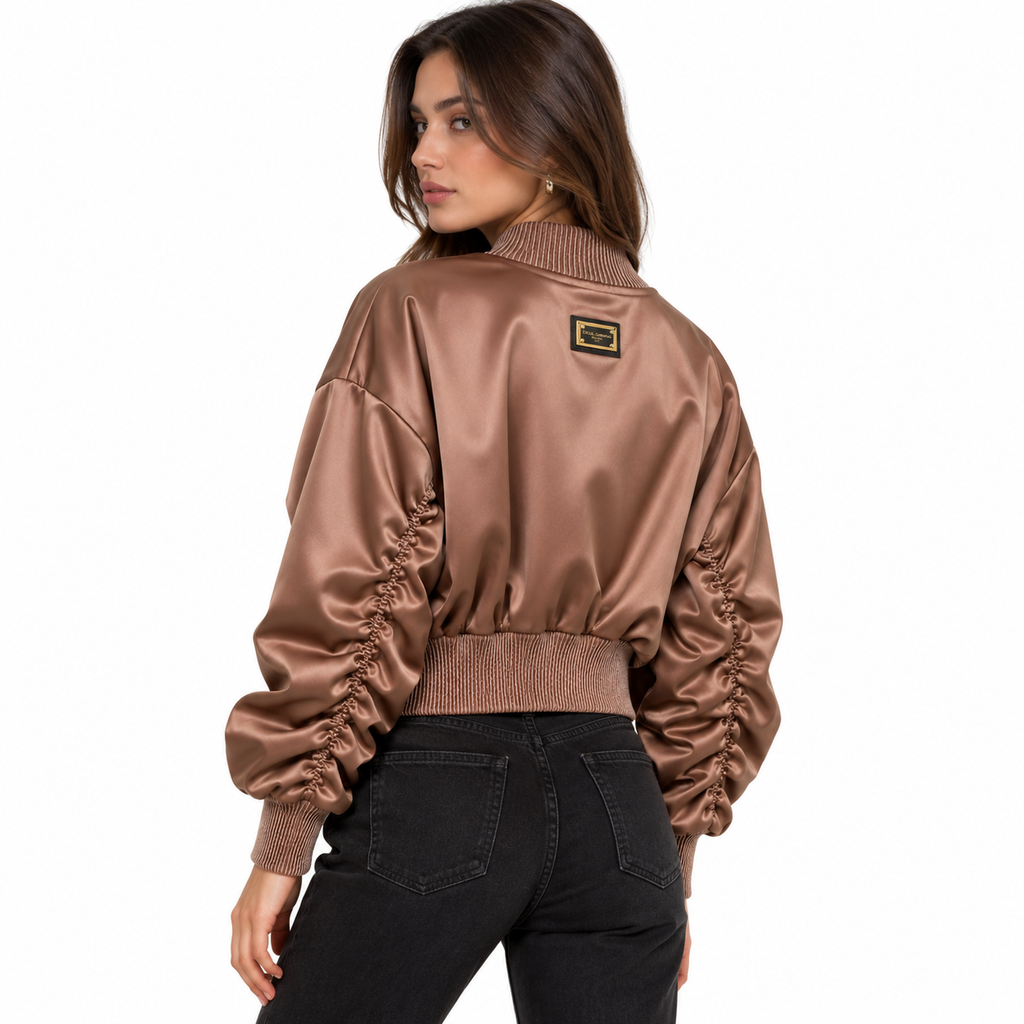 Dolce & Gabbana Woman Bomber Plissetato Brown