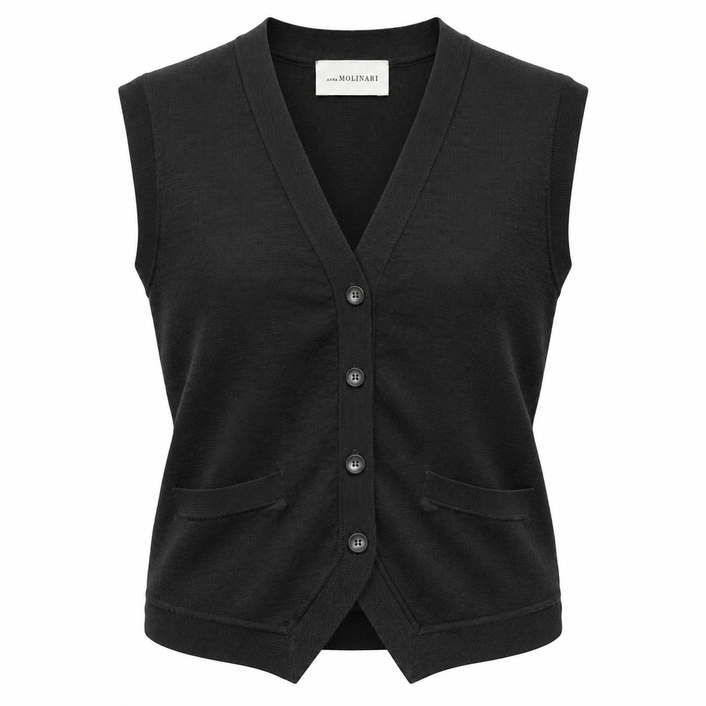 anna molinari Woman Vest Punto Milano Black