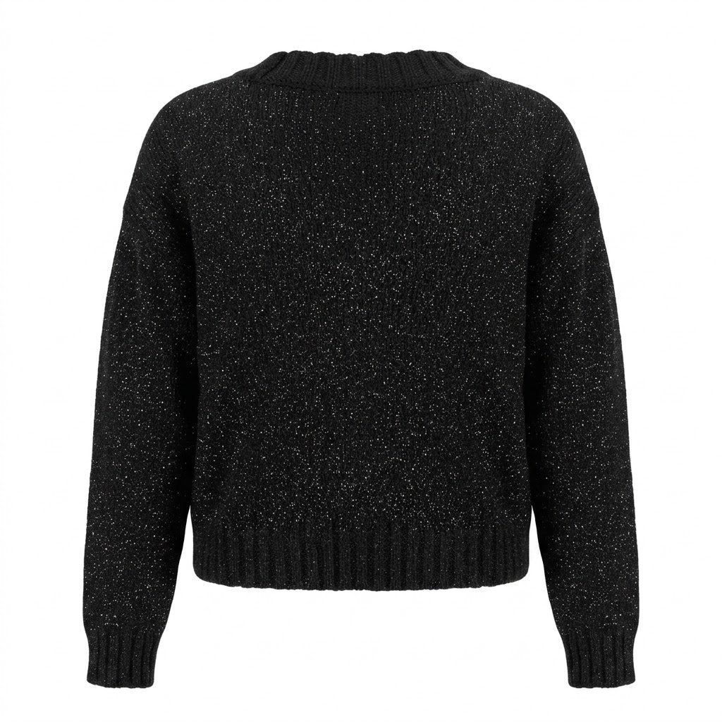 anna molinari Woman Knit Bouclè V-Neck Black
