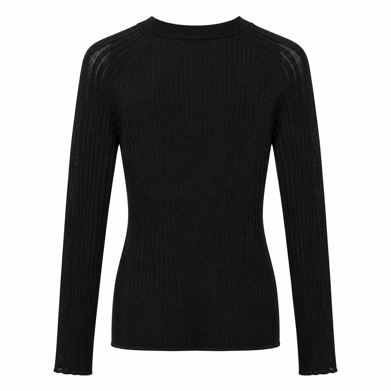 anna molinari Woman Crew Neck Long Coste Sweaters Black
