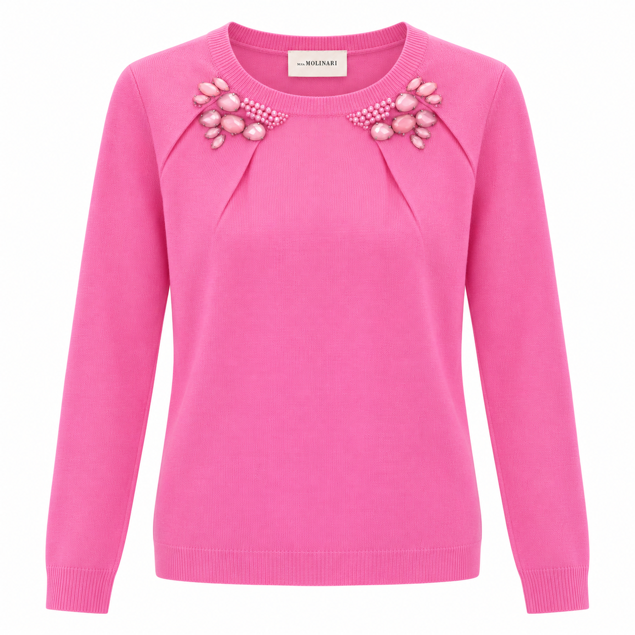 anna molinari Woman Knit Crew Neck Embroidered Pink