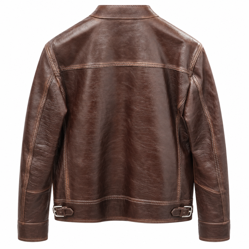 Dolce & Gabbana Man Jacket Asimmetrica Leather Brown