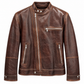 Dolce & Gabbana Man Jacket Asimmetrica Leather Brown