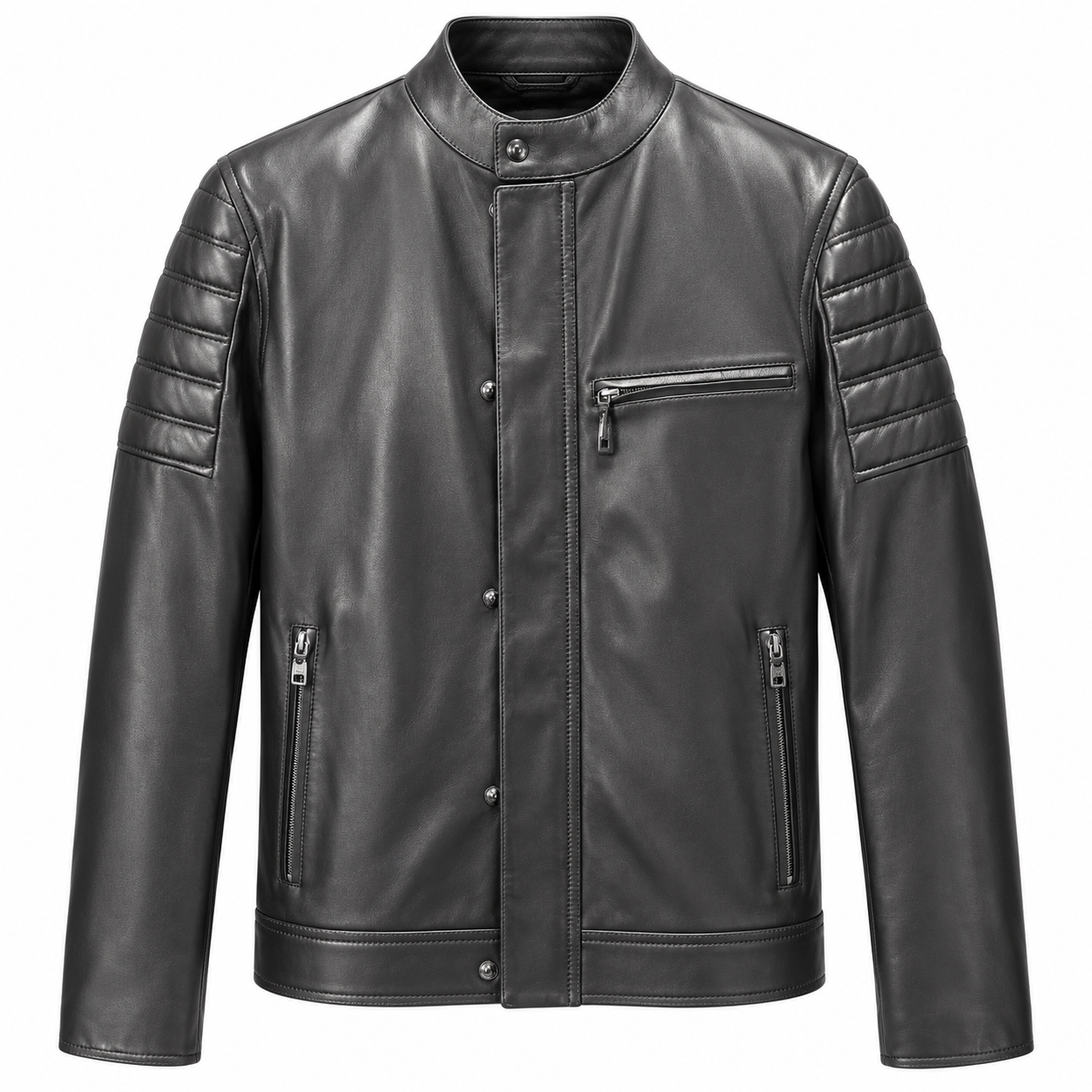 Dolce & Gabbana Man Jacket Leather Bottoni Black