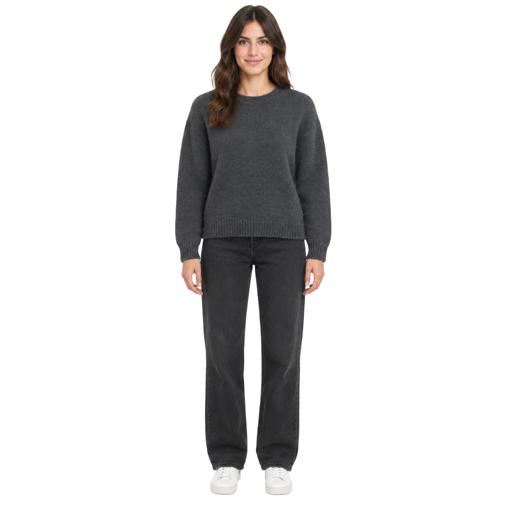 anna molinari Woman Knit Crew Neck Antracite Grey