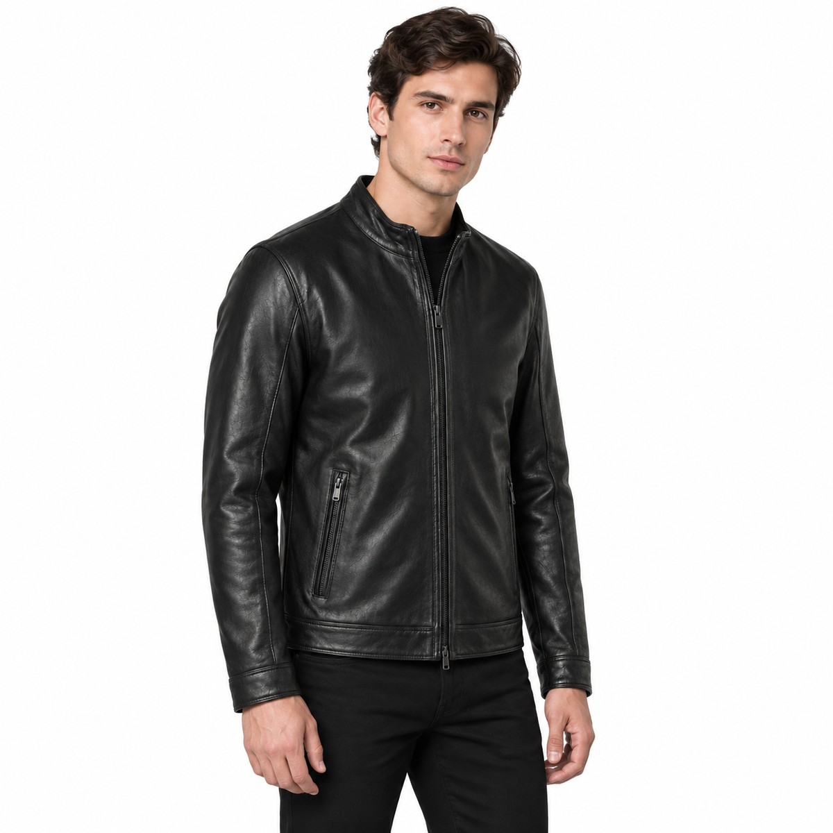Emilio Romanelli Man Jacket Leather Vitello Black
