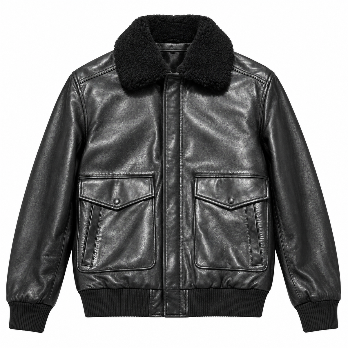 Emilio Romanelli Man Jacket Leather Colletto Pelliccia Black