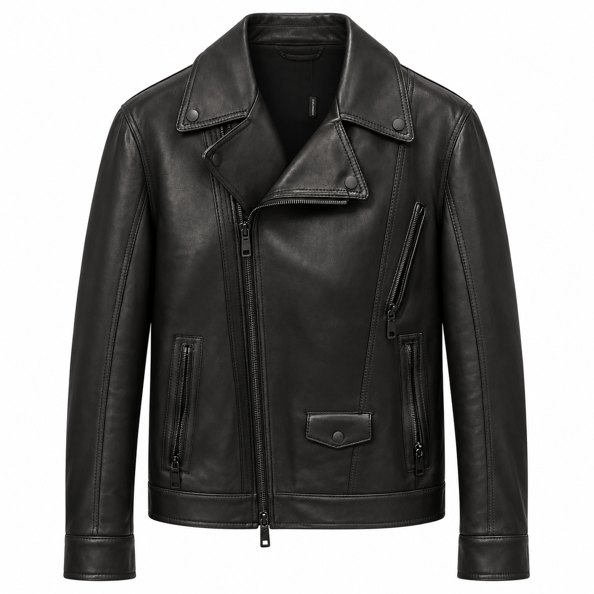 Dolce & Gabbana Man Chiodo Leather Jackets Black