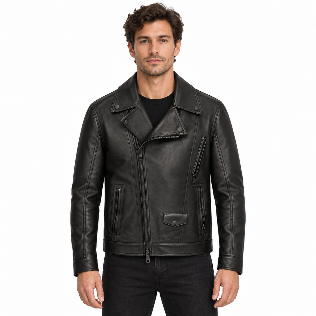 Dolce & Gabbana Man Chiodo Leather Jackets Black