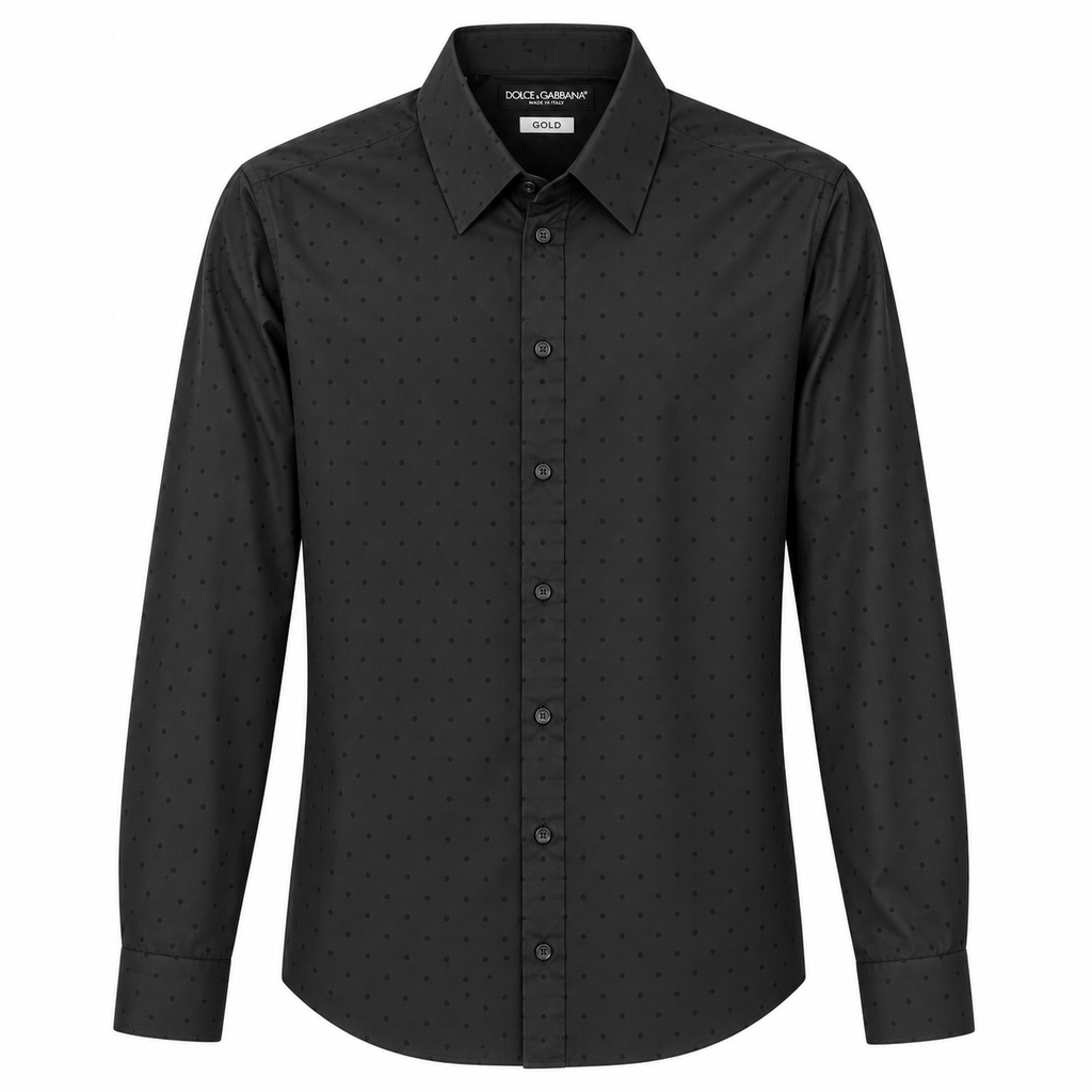 Dolce & Gabbana Man Shirt Polka Dot Black