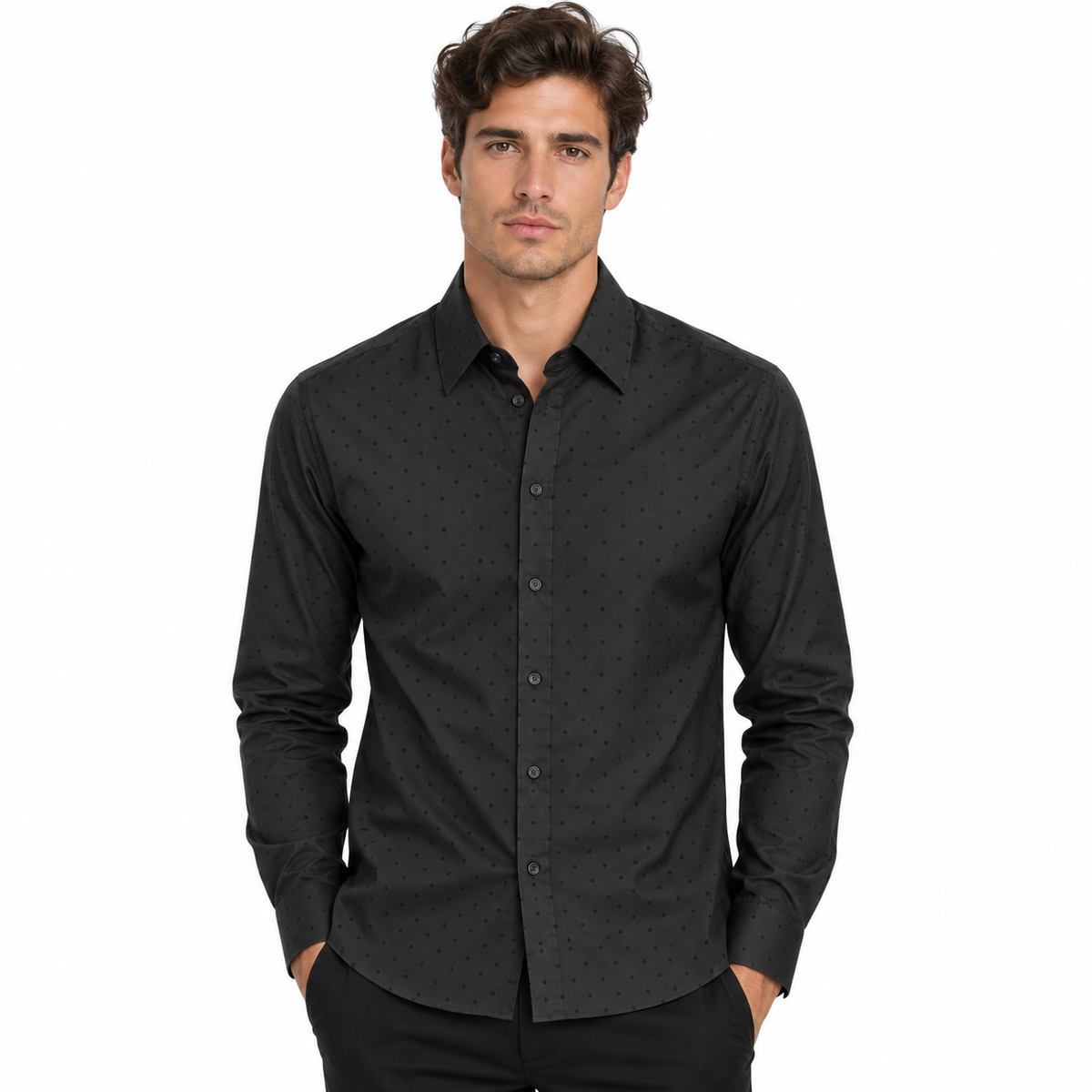 Dolce & Gabbana Man Shirt Polka Dot Black