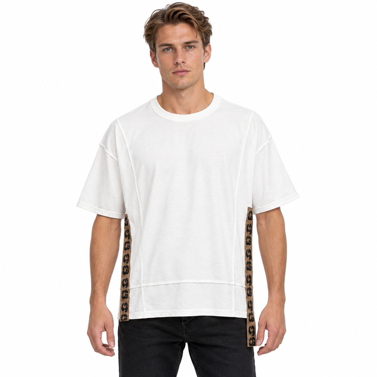 Dolce & Gabbana Man T-Shirt Crew Neck Bande Logate White
