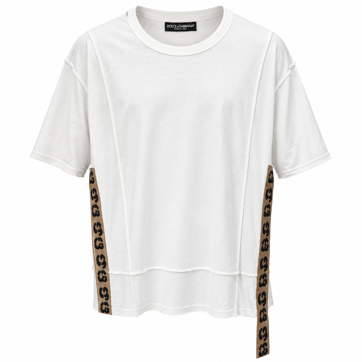 Dolce & Gabbana Man T-Shirt Crew Neck Bande Logate White