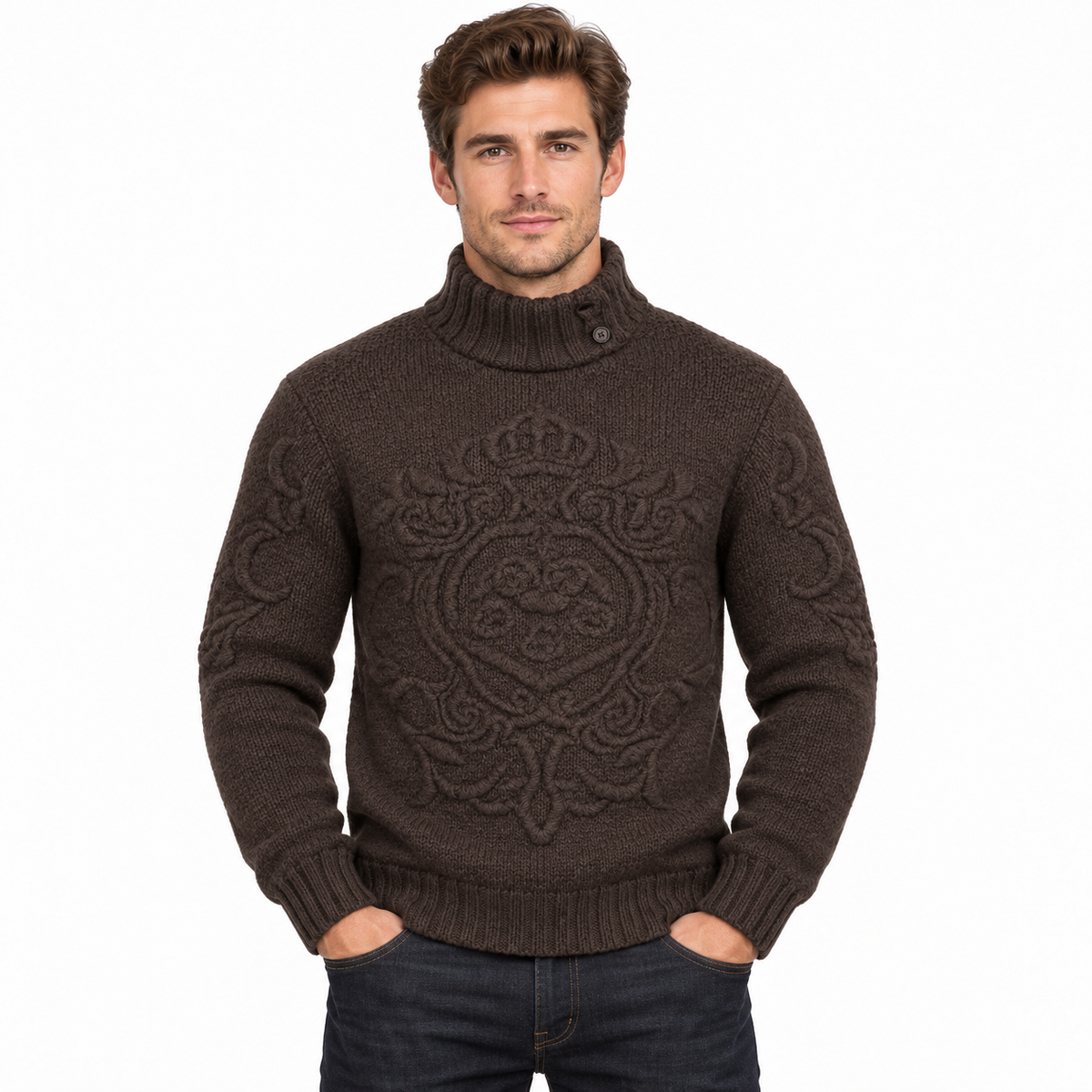 Dolce & Gabbana Man Sweater Rilievo Brown