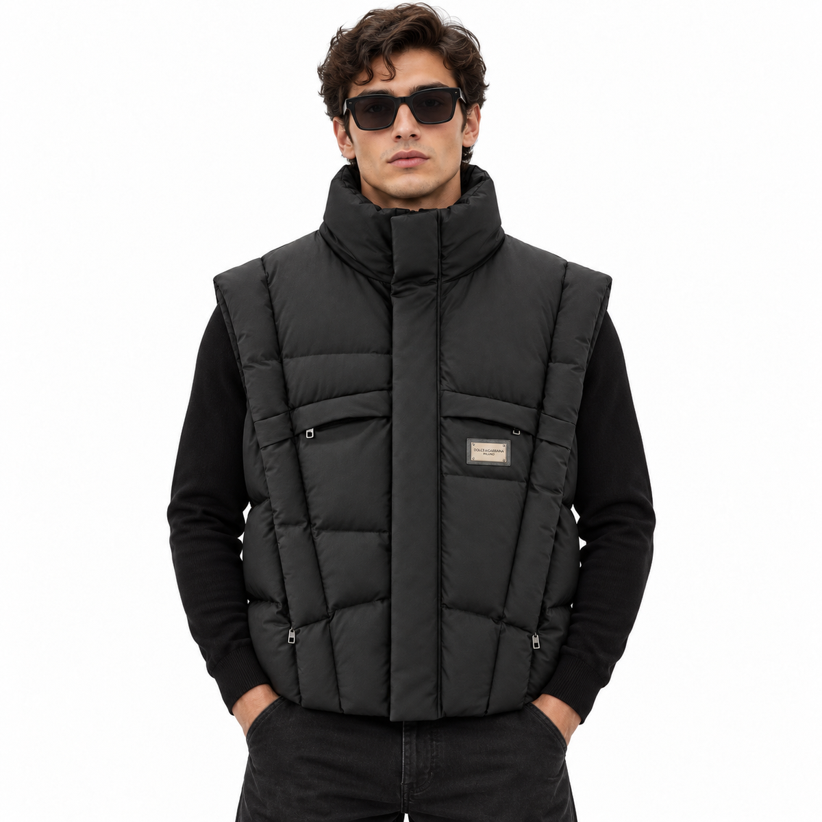 Dolce & Gabbana Man Sleeveless Silk Jackets Black