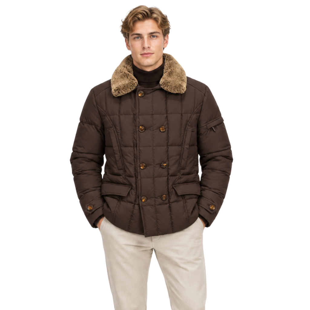 moorer Man Down Jacket Pelliccia Brown
