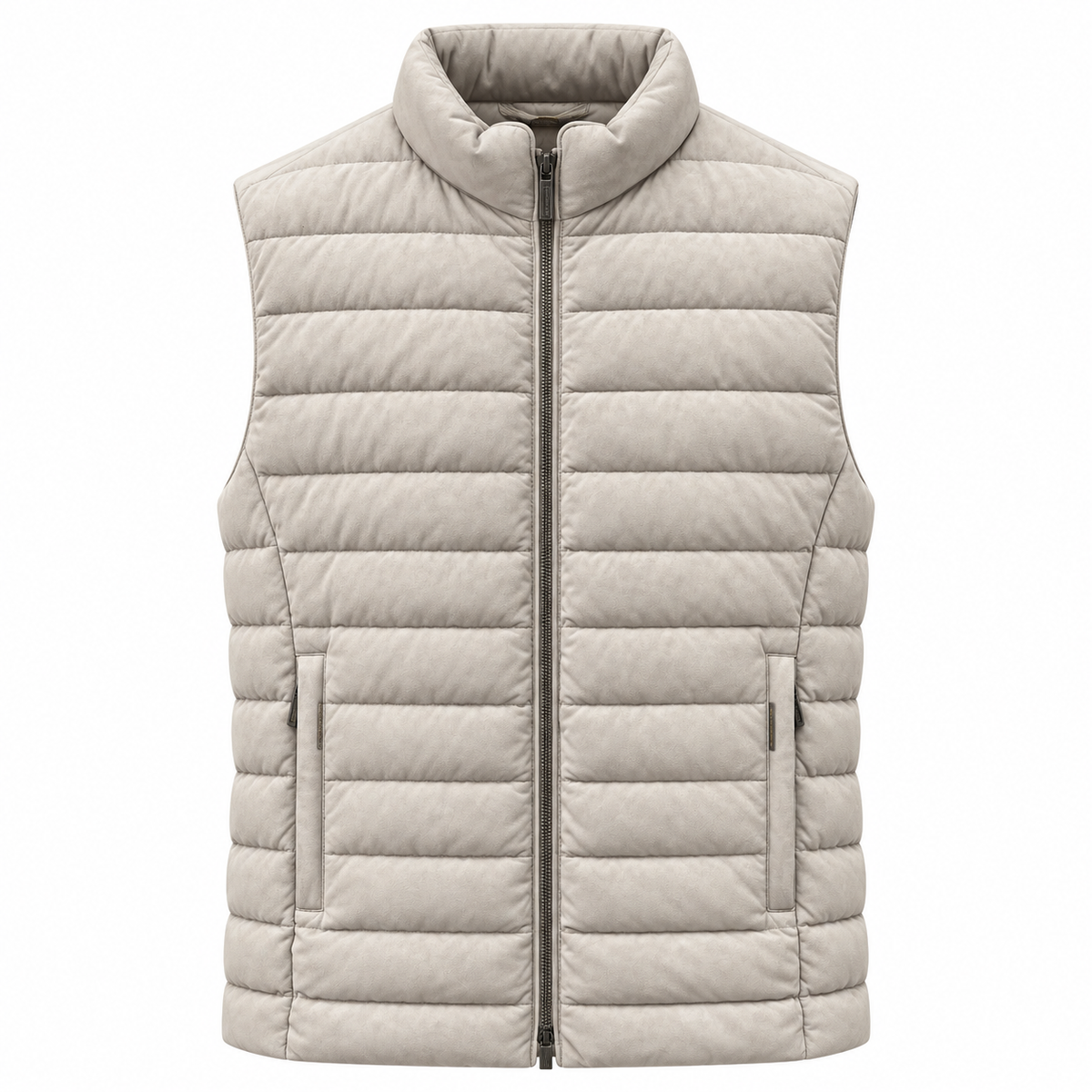 moorer Man Vest Leather Beige