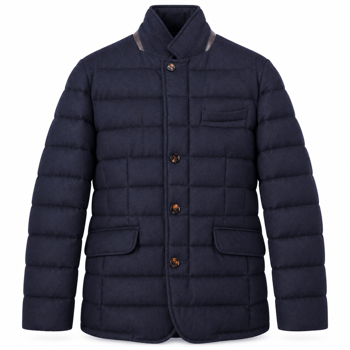 moorer Man Jacket Quilted Wool Navy Blue