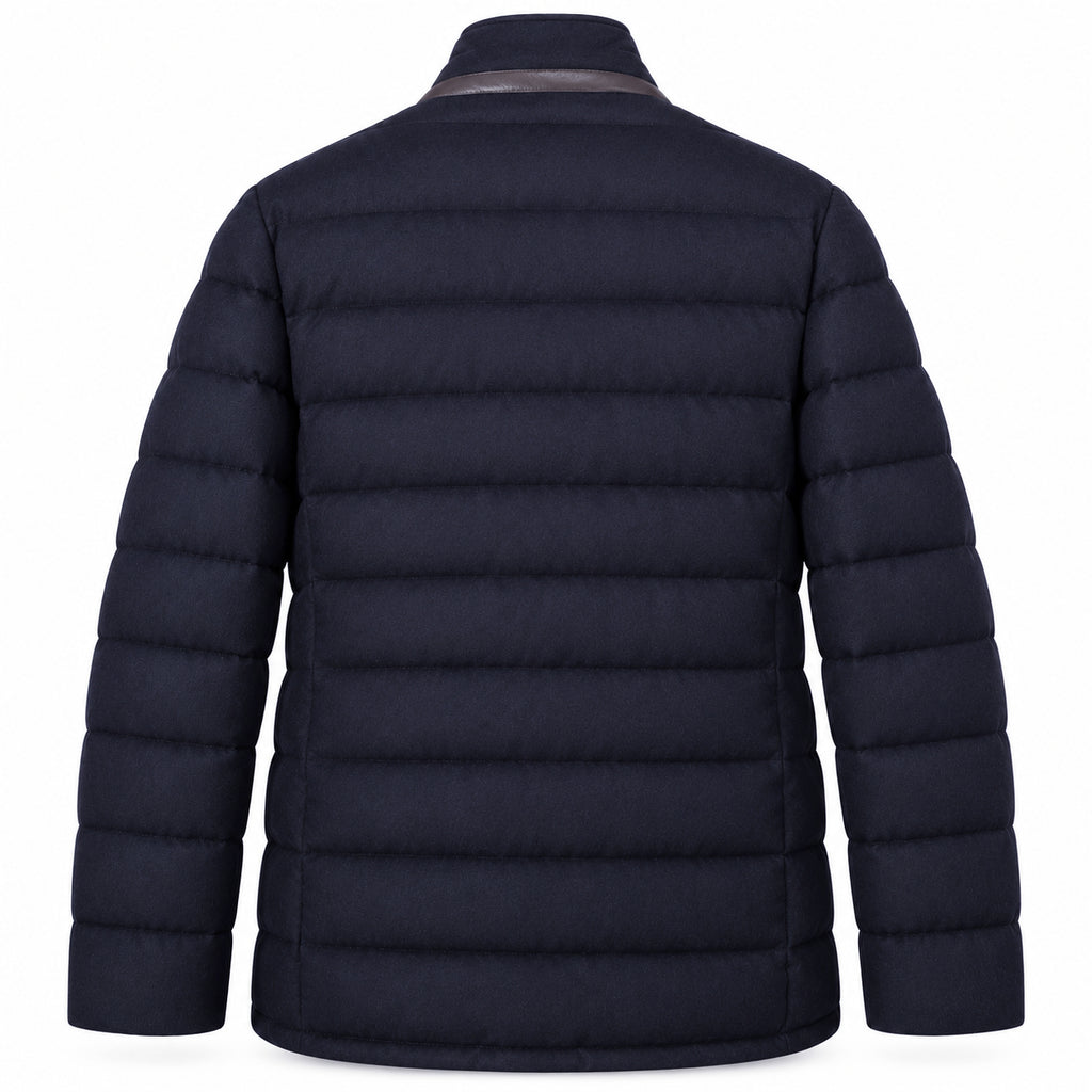 moorer Man Jacket Quilted Wool Navy Blue