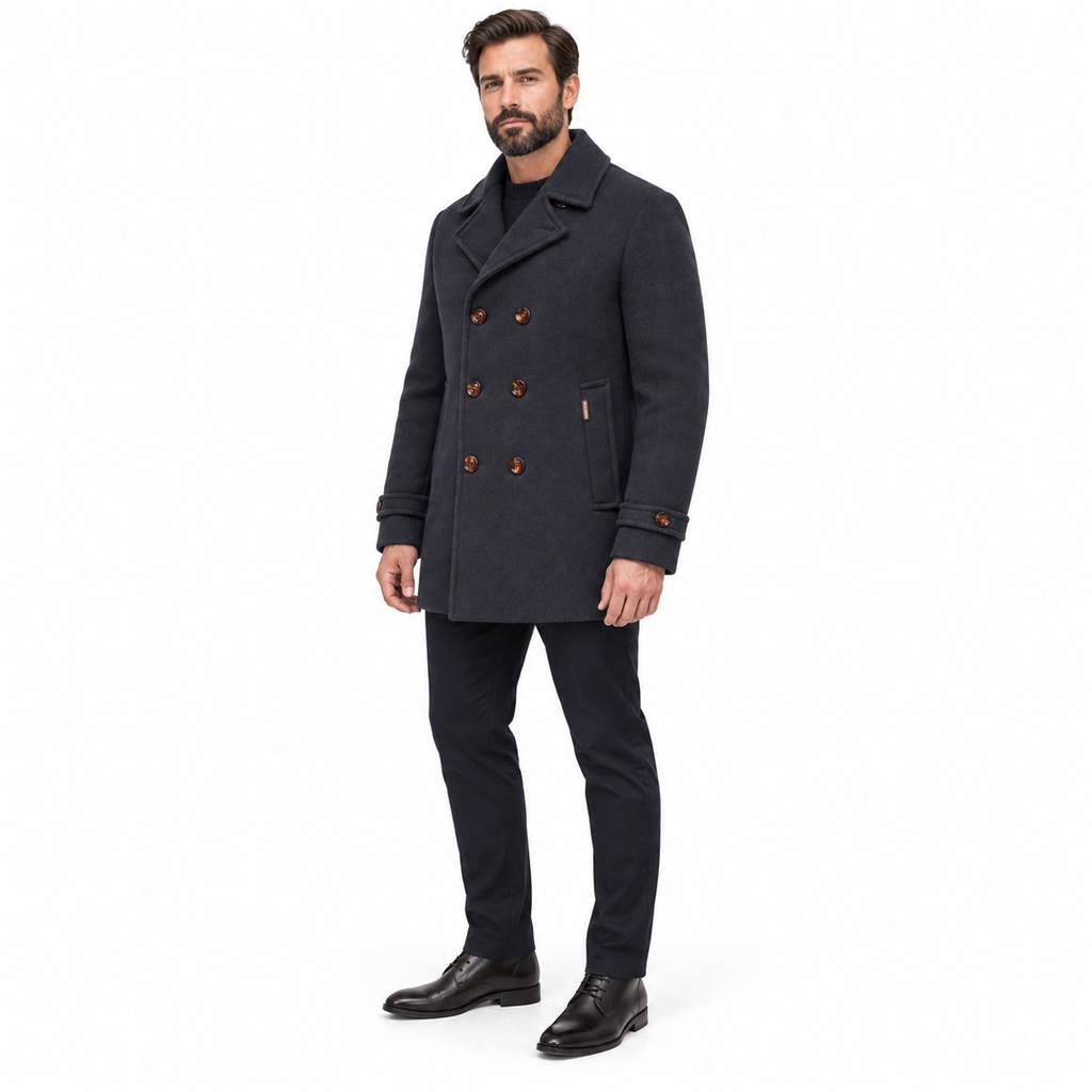 moorer Man Coat Double-Breasted Bolgi Navy Blue