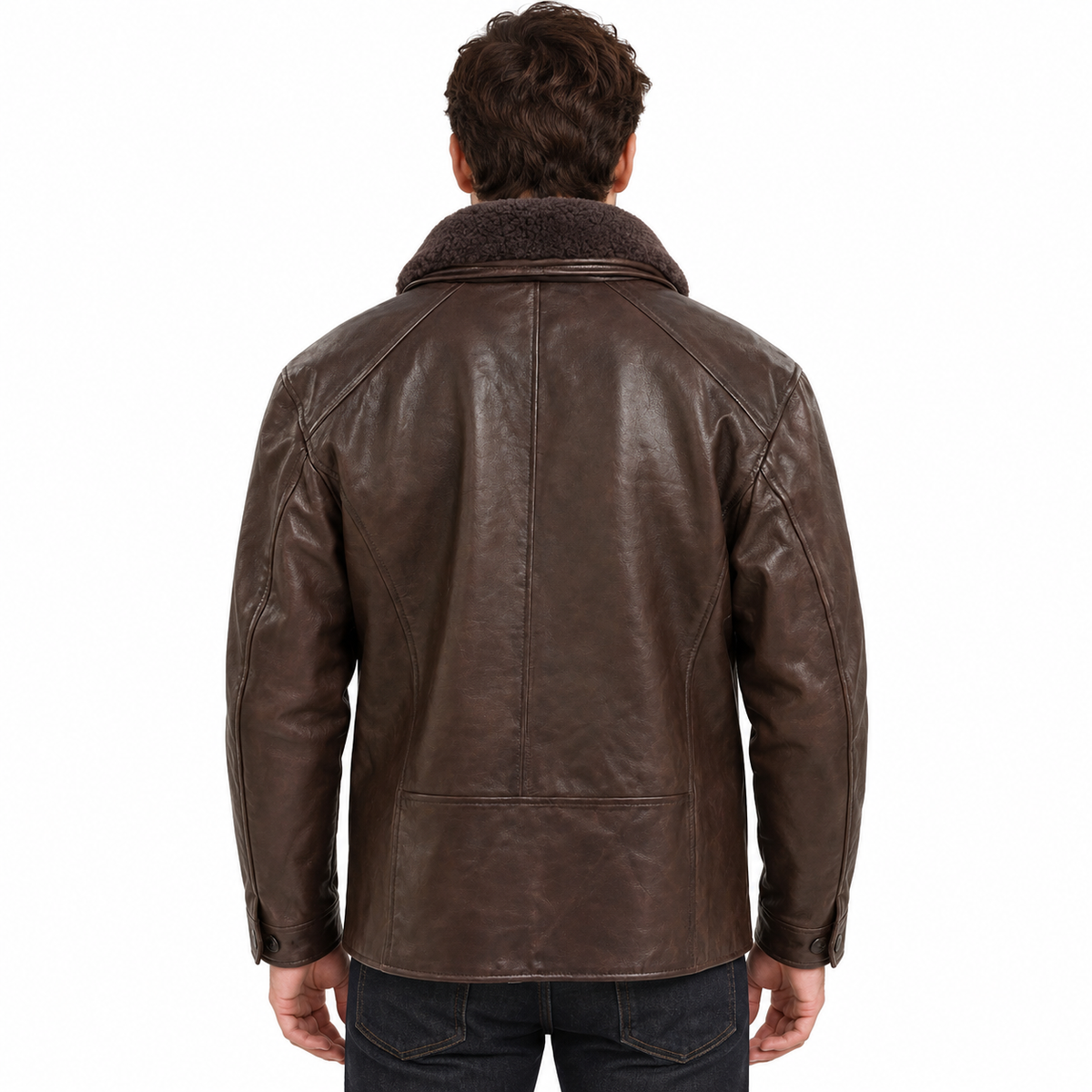 Emilio Romanelli Man Jacket Leather Colletto Pelliccia Brown