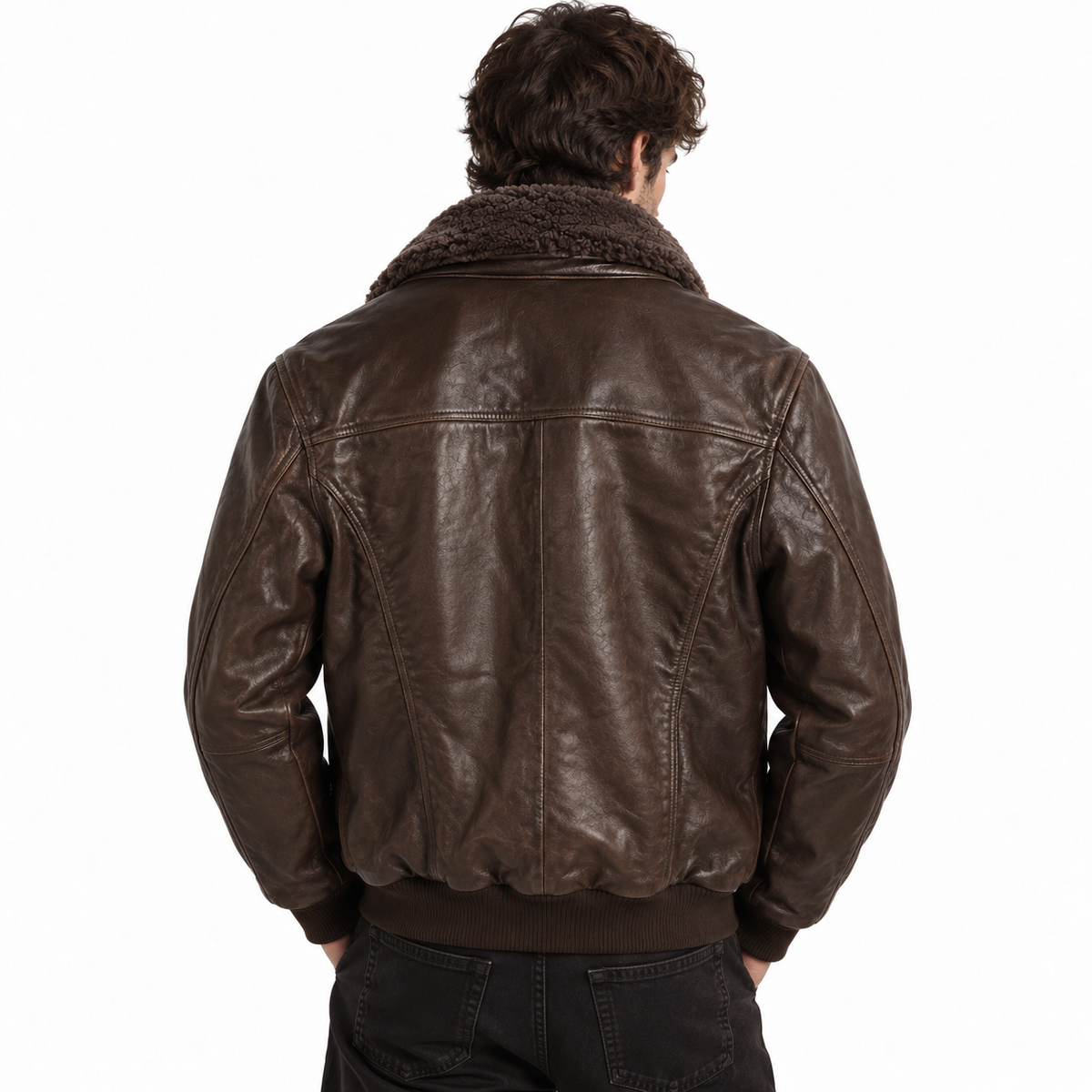 Emilio Romanelli Man Jacket Leather Colletto Pelliccia Brown