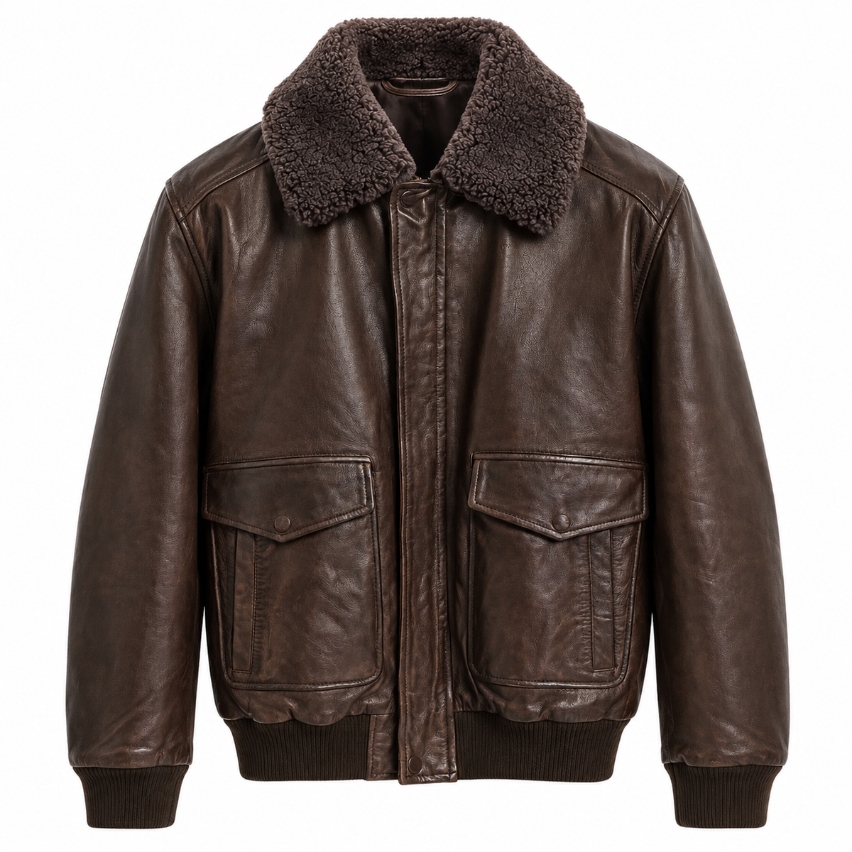 Emilio Romanelli Man Jacket Leather Colletto Pelliccia Brown