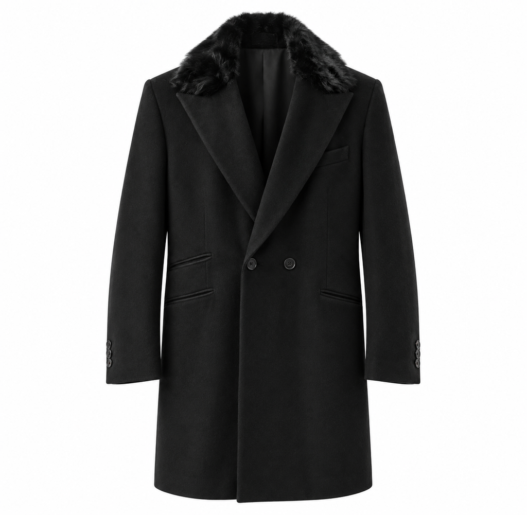hogan Man Coat Double-Breasted Pelo Black
