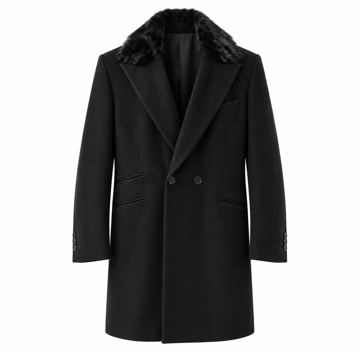 hogan Man Coat Double-Breasted Pelo Black