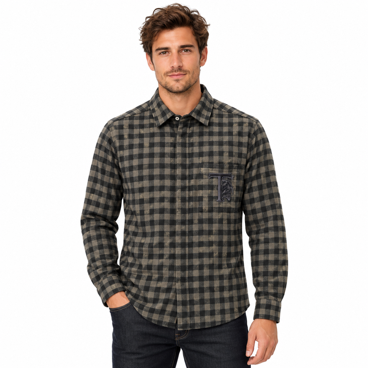 hogan Man Shirt Quadretti Logata Green