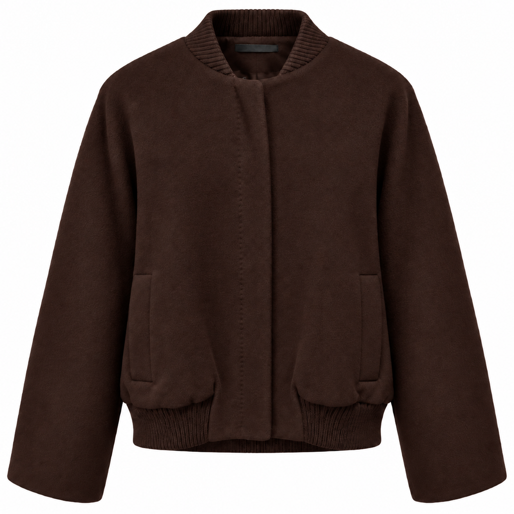 Loro Piana Fabric Woman Bomber Sleeve Ampia Brown