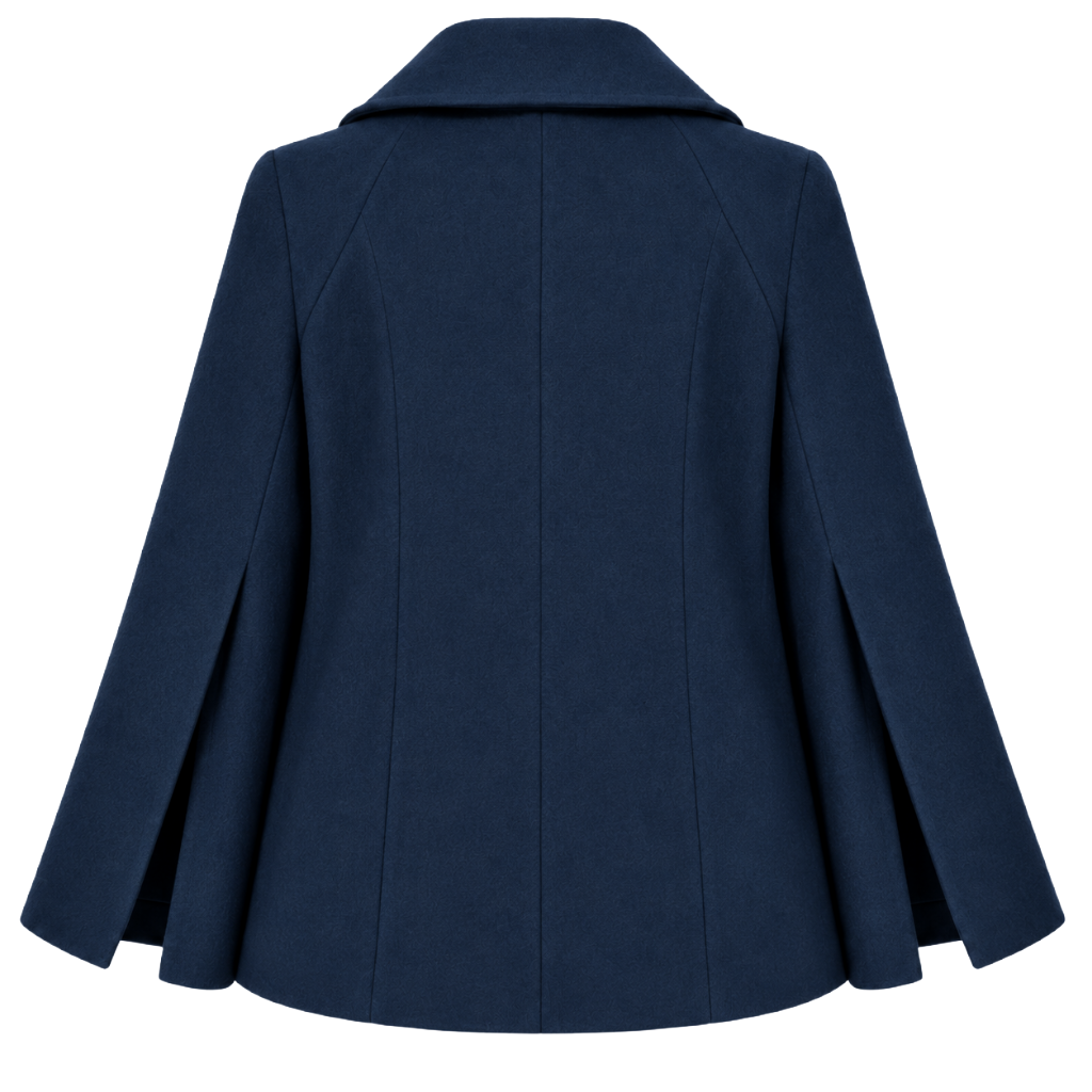 Loro Piana Fabric Woman Peacoat Double-Breasted Kimono Coats Blue