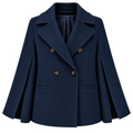 Loro Piana Fabric Woman Peacoat Double-Breasted Kimono Coats Blue