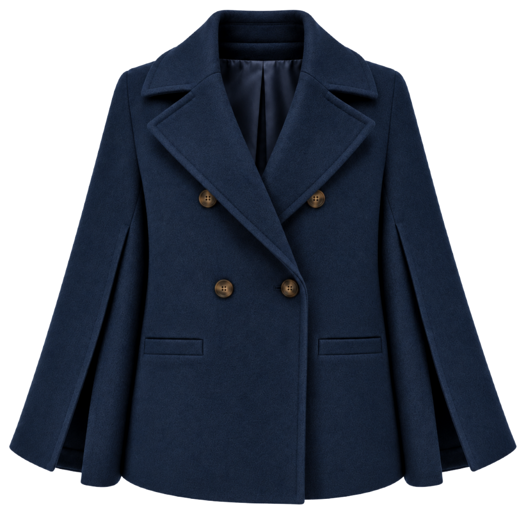 Loro Piana Fabric Woman Peacoat Double-Breasted Kimono Coats Blue