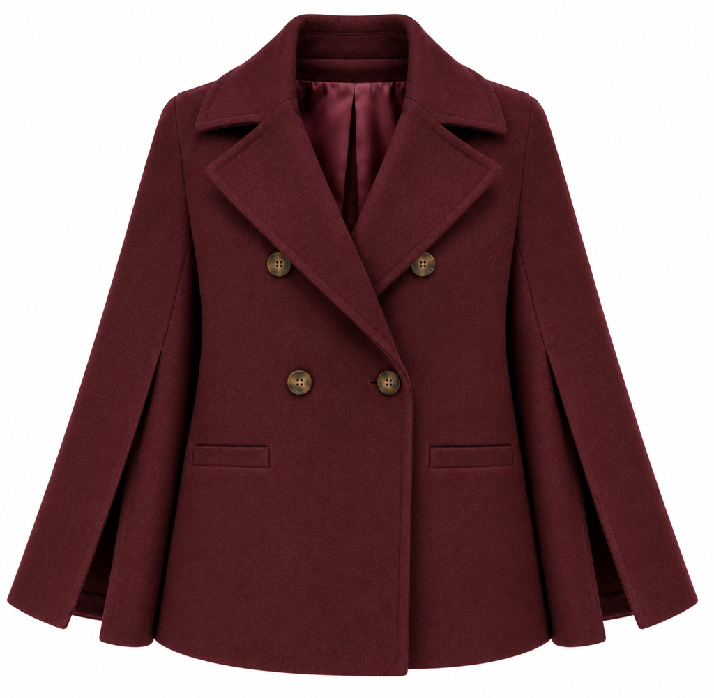 Loro Piana Fabric Woman Peacoat Double-Breasted Kimono Coats Red
