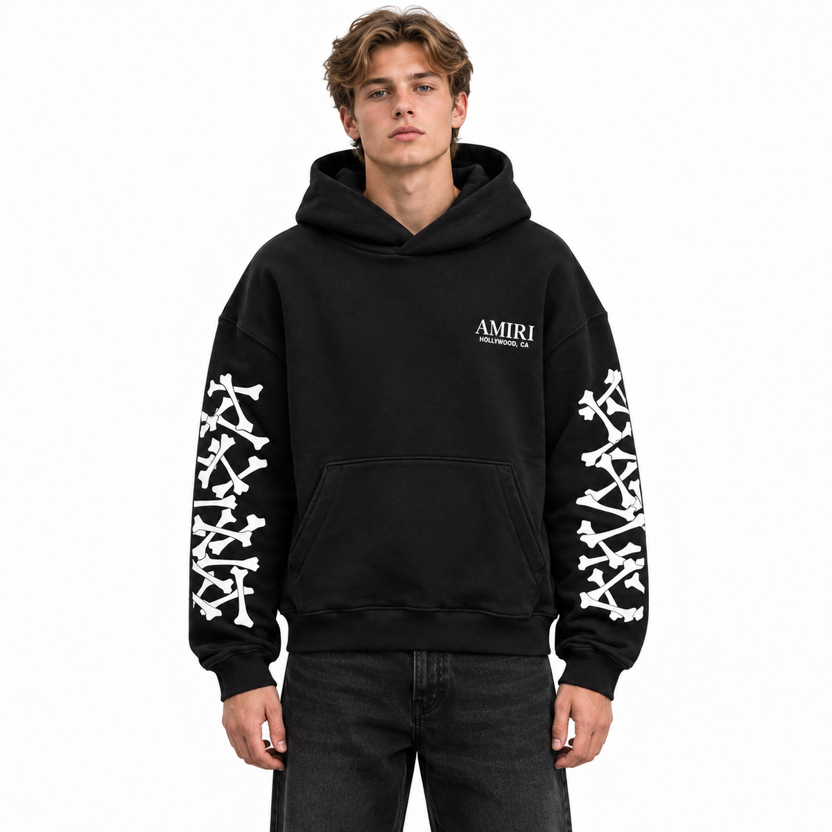Amiri Man Sweatshirt Bones Stacked Black