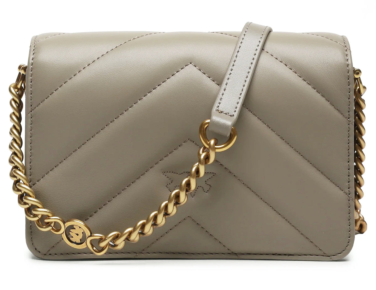 Pinko Woman Click Mini Sheep Nappa Crossbody Bags Beige