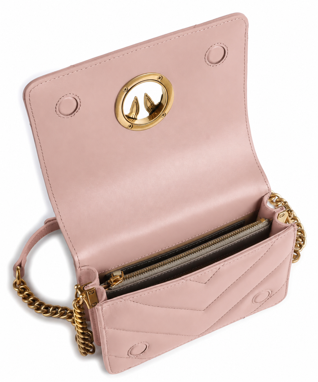 Pinko Woman Click Mini Sheep Nappa Crossbody Bags Pink