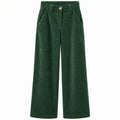 east drive Woman Trousers Velvet Wide-Leg Green